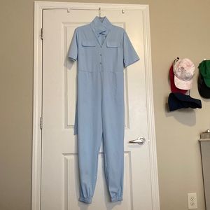 Blue jump suit